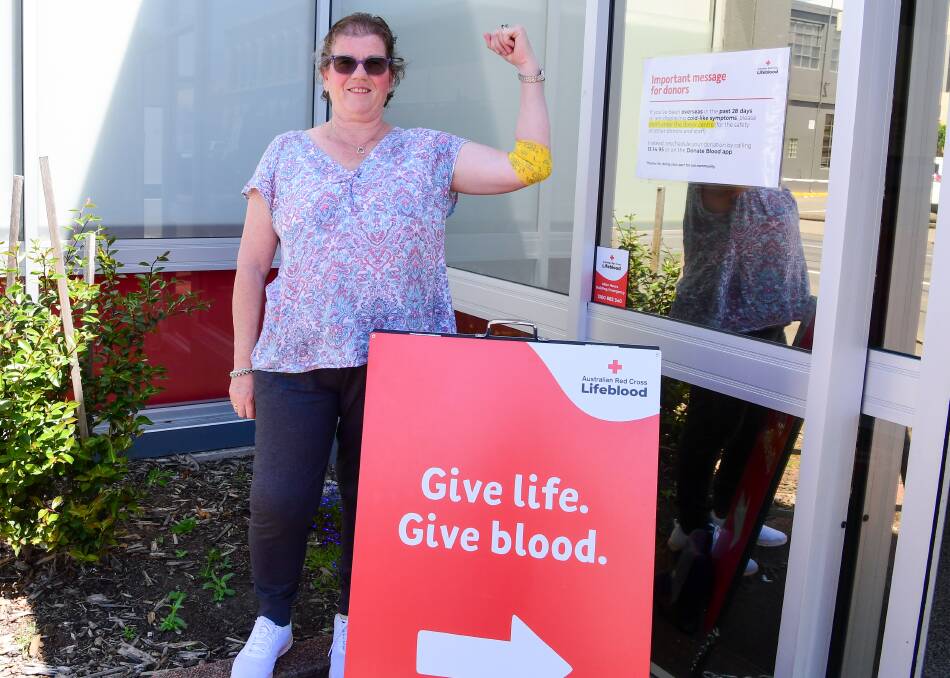 GIVING BACK: Prospect's Kathy Rittman outside the Launceston Lifeblood Donor Centre on Paterson Street. Picture: Neil Richardson.