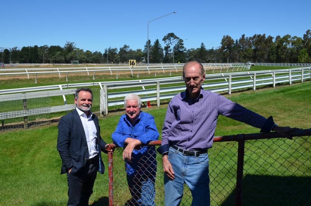 FUTURE: Labor's racing spokesperson David O'Byrne with Longford District Committee member Dennis Pettyfor and chairperson Neil Tubb at the racecourse. 
