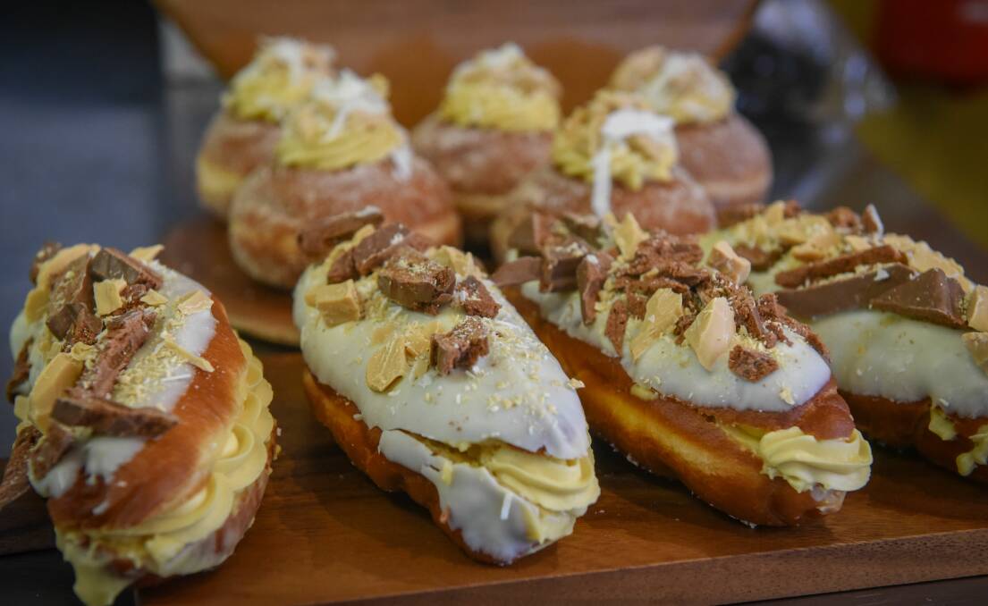 CHOCOLATE: Rustic Bakehouse's Caramilk donut variations. Picture: Paul Scambler.