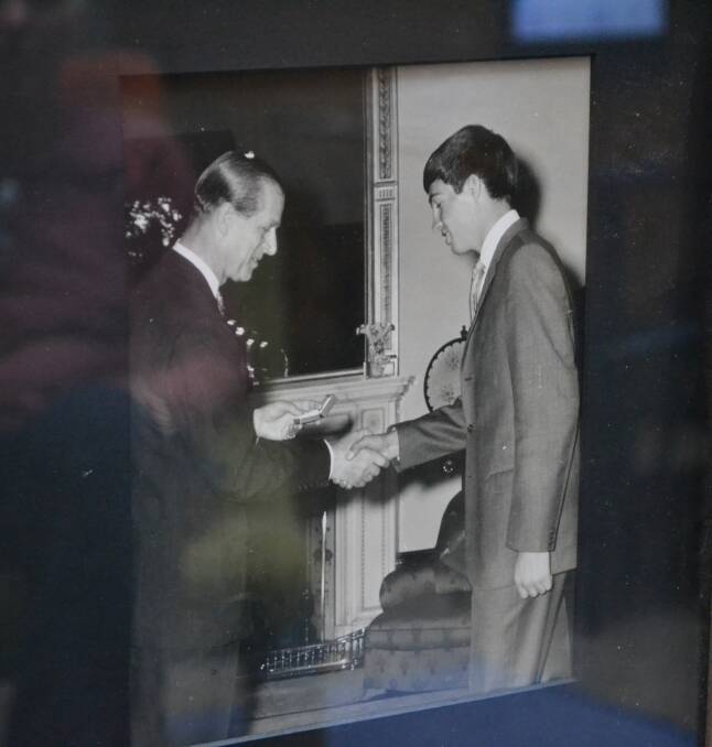 MELBOURNE: Mr Stone receiving his award off the Duke of Edinburgh. Picture: supplied