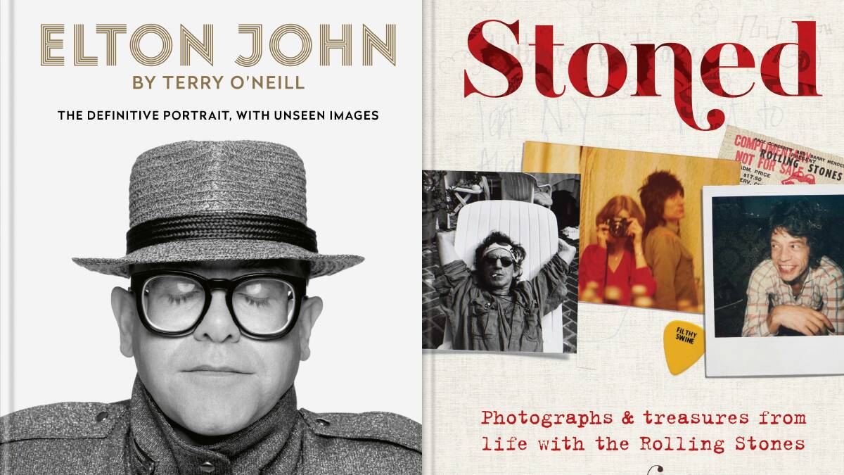 Elton John, by Terry O'Neill, and Stoned, by Jo Wood. Pictures: Hachette Australia.