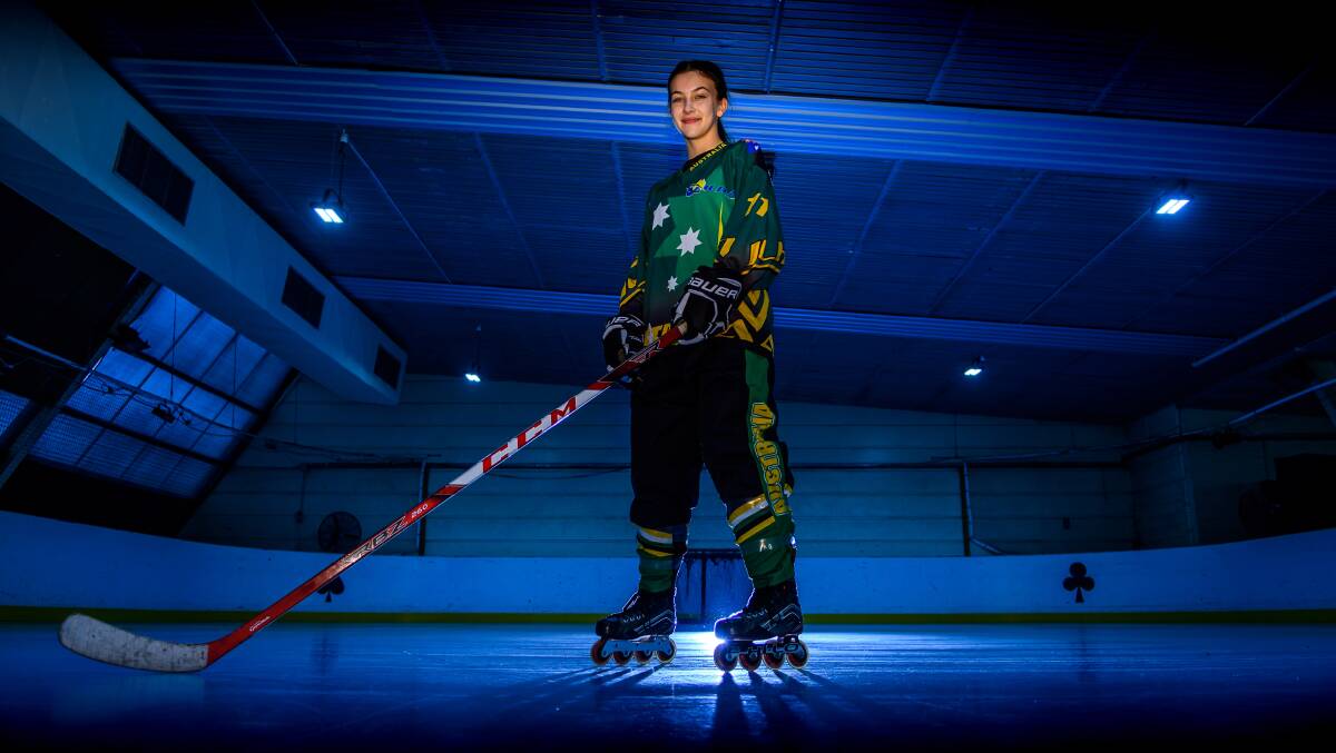 Stepping up: 17 year old in-line hockey player Anya Bonner is off to Italy for the junior world championships. Picture: Scott Gelston