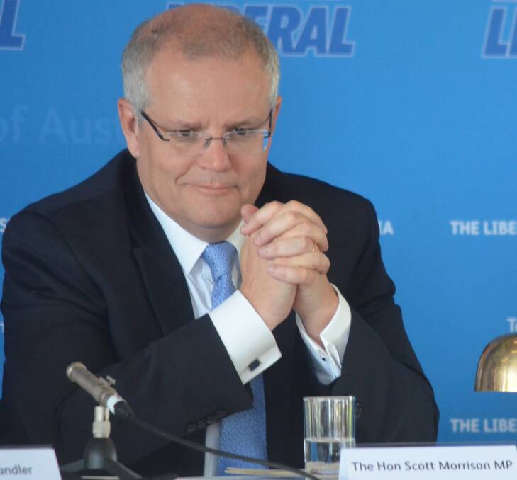 Prime Minister Scott Morrison at Saturday's Liberal Party state conference. Picture: Matt Maloney