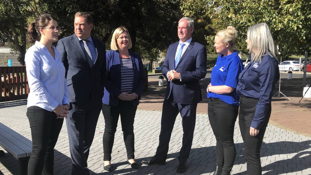Tasmanian Liberal Senator Richard Colbeck (centre) was in Launceston on Thursday with members of the party's Senate ticket and candidates for Bass and Braddon.