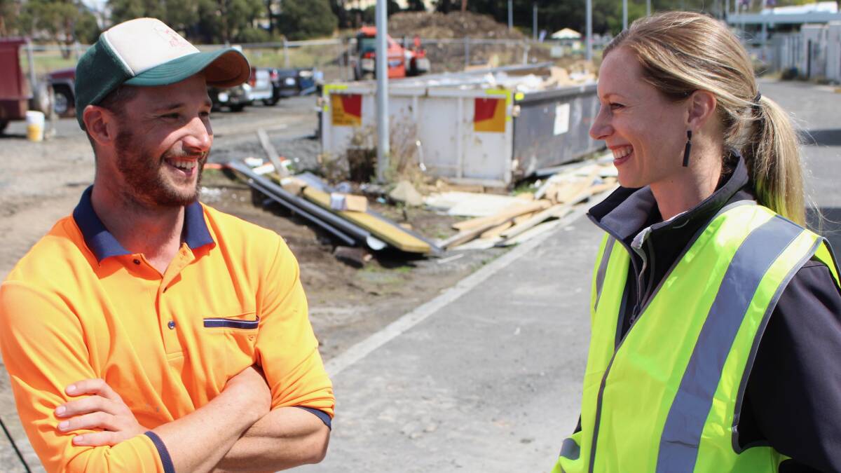 Mark Cusick, from Pontville Homes, with Labor leader Rebecca White