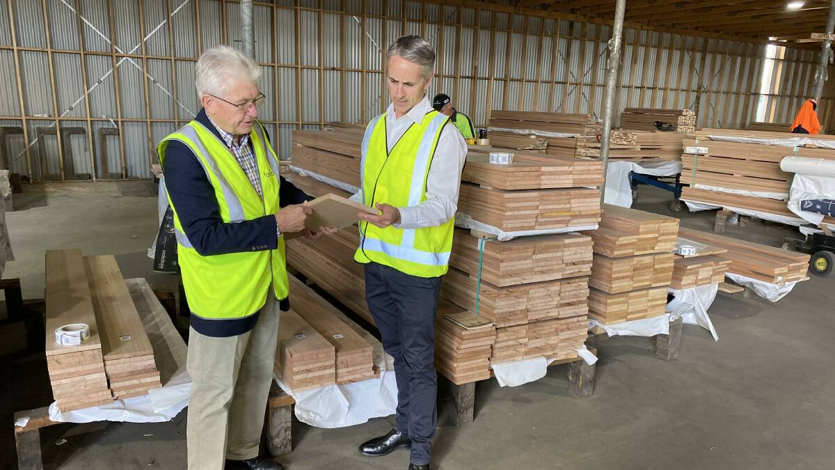 Tasmanian Forest Products Associate chairman Bryan Hayes and chief executive Nick Steel. Picture: supplied