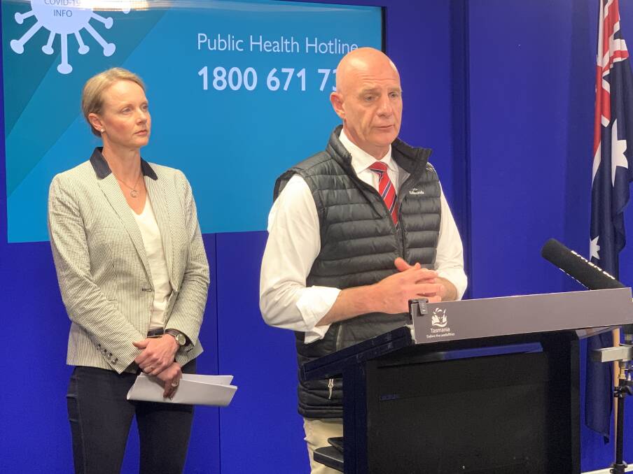 Premier Peter Gutwein addresses media about actions the government is taking to reduce the risk of a spread of coronavirus in Tasmania.