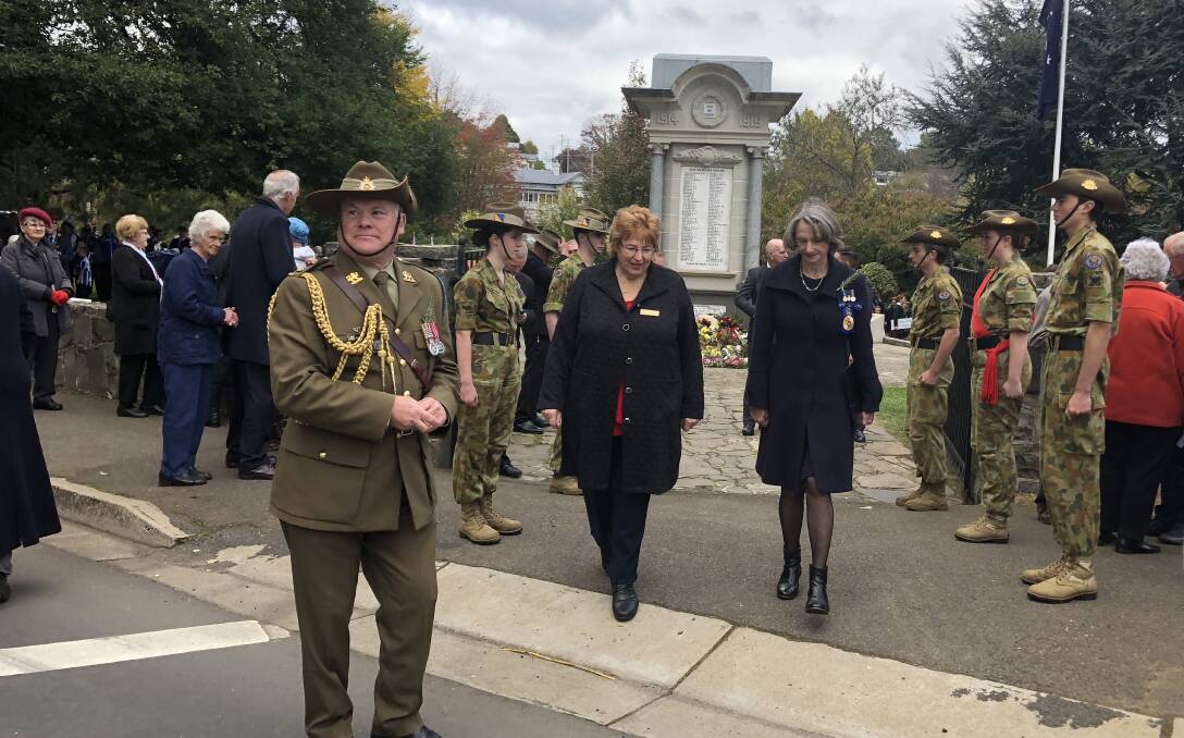 Governor Kate Warner at an Anzac Day service in Deloraine.