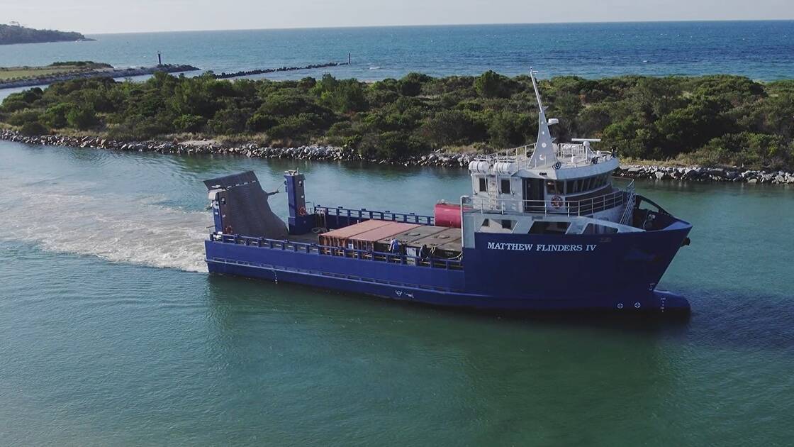 The Matthew Flinders IV, one of two Bass Strait Freight (BSF) vessels banned from entering Apollo Bay. Picture supplied by BSF.