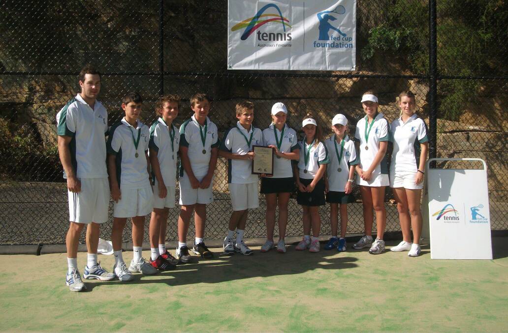 Radford (third from right) representing Tasmania for tennis in 2011. Picture: Supplied