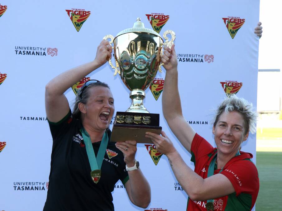 WINNERS: Salliann Beams and Elyse Villani celebrate winning the WNCL title earlier this year. Picture: Rick Smith