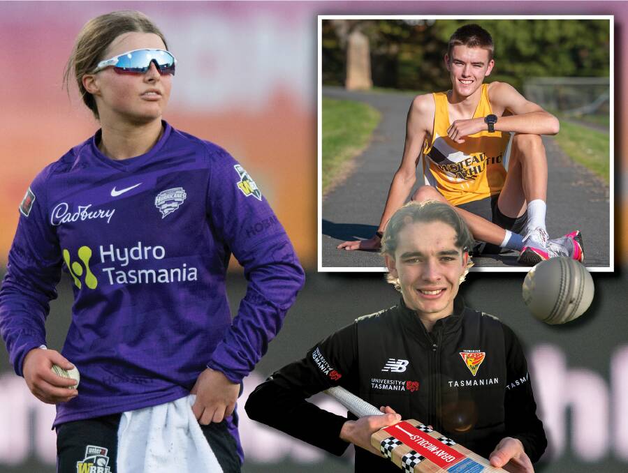 Amy Smith, Will Bottle and Aidan O'Connor are among Tasmania's best up-and-coming athletes. Pictures by Phillip Biggs and Paul Scambler