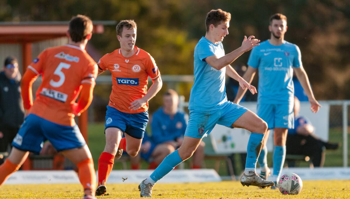 COMING THROUGH: South Hobart's Jacob Lancaster recently trained with Western United. Picture: Phillip Biggs