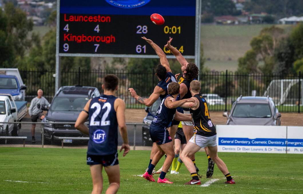 Action from the Launceston v Kingborough clash. Picture by Paul Scambler
