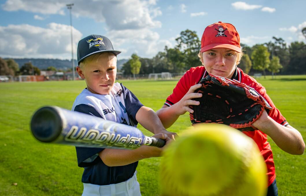 Budding prospects: Launceston softballers Kaeden Marshall and Riff Kemp will play for Victoria in the ACT in April. Picture: Paul Scambler