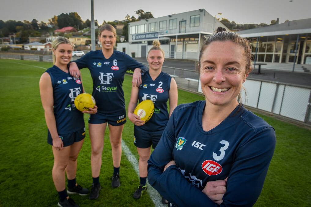 Ange Dickson with fellow Launceston players Jen Guy, Abbey Green and Daria Bannister. Picture: Paul Scambler