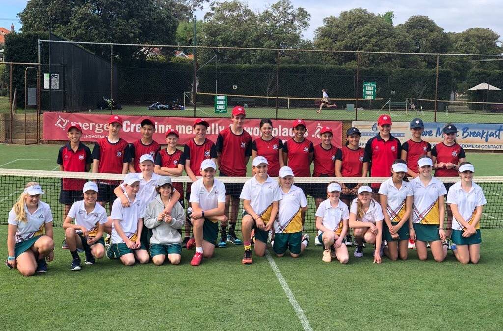 Emerging: Tasmania's under-12 Bruce Cup team alongside their South Australian opponents. Picture: Supplied