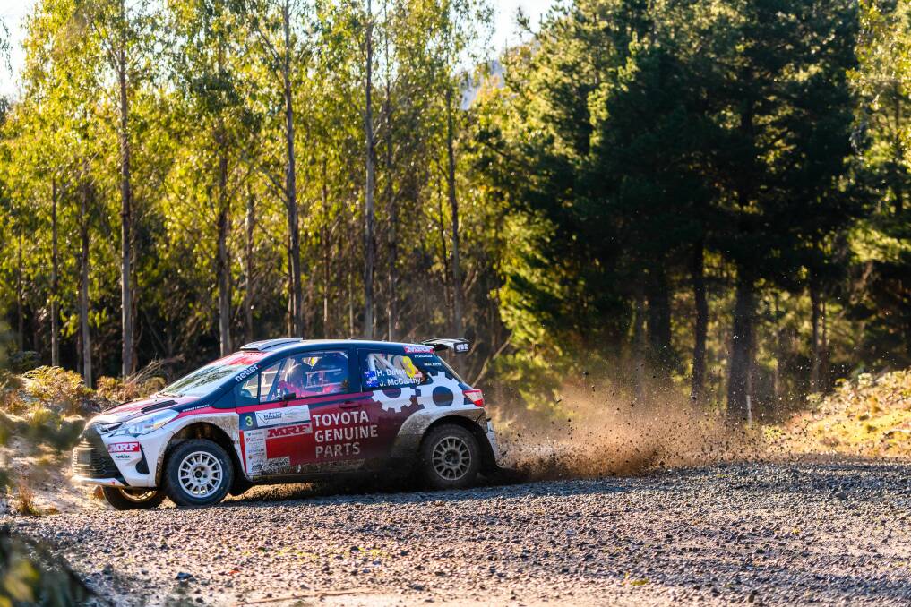 Box Seat: Harry Bates and John McCarthy lead the Australian Rally Championship by a considerable margin. Picture: Scott Gelston.