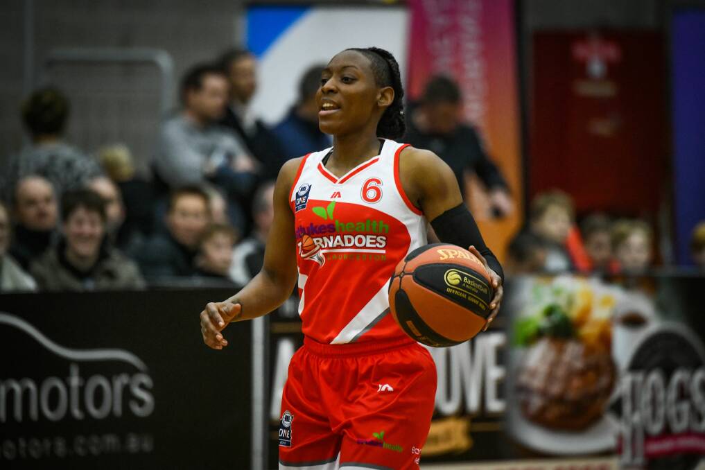 Machine: Stephanie Gardner had the ball on a string for the Tornadoes in her 24-point showing. Picture: Paul Scambler