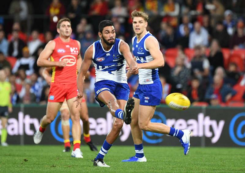 In form: Tarryn Thomas has made waves at AFL level for North Melbourne since being drafted. Picture: AAP.