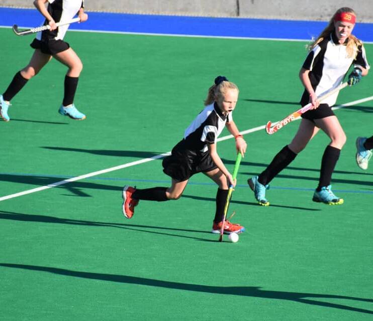 Down the middle: North U13s' Gemma Fenton plays to her terms over the weekend. Picture: Kristina Partridge.