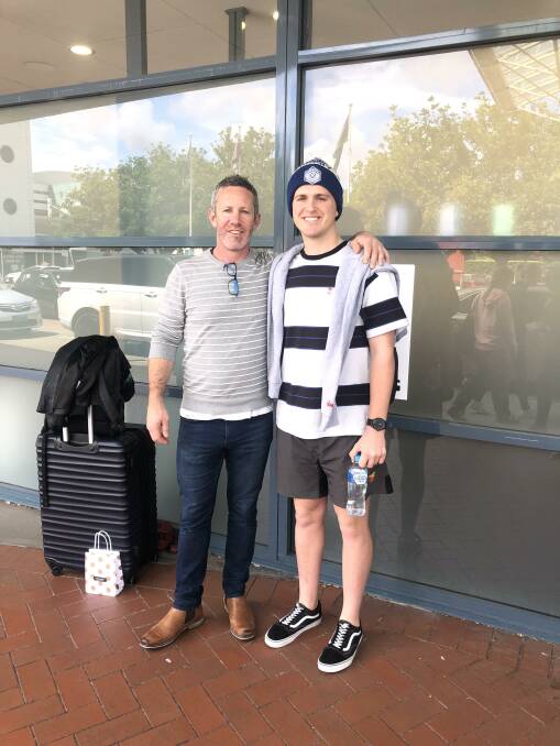 Standing tall: Stuart Marsden with his arm around son Johnathan two days after the 17-year-old's urgent brain surgery. Picture: Supplied