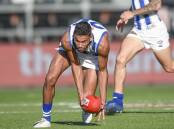 Tarryn Thomas playing for North Melbourne in 2021. Picture by Craig George