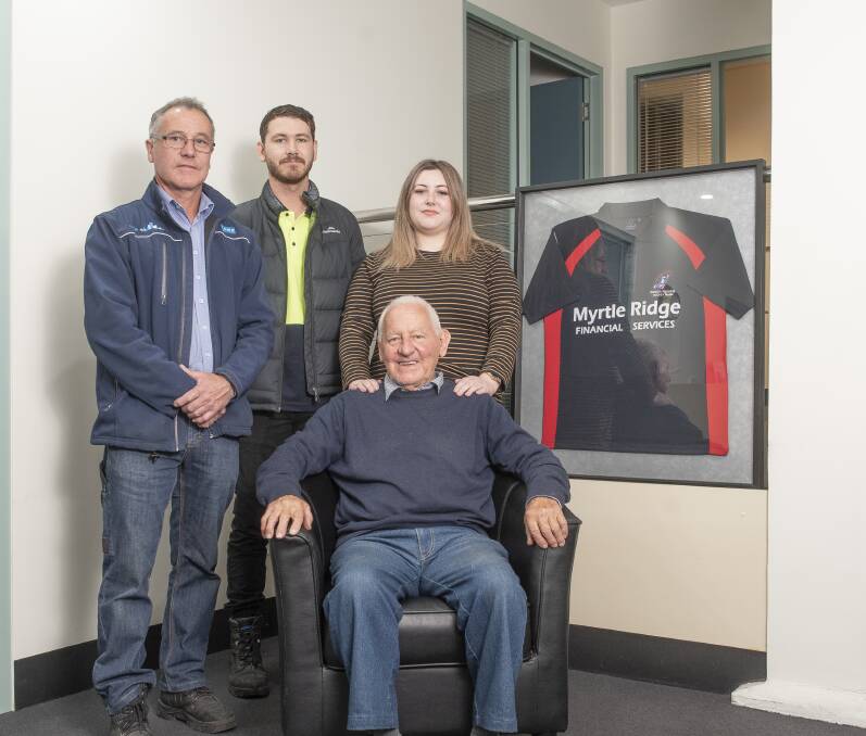 Club's crew: Paul, Elliott and Hannah French stand around father and grandfather Kevin ahead of Queechy's 60th anniversary. Picture: Craig George