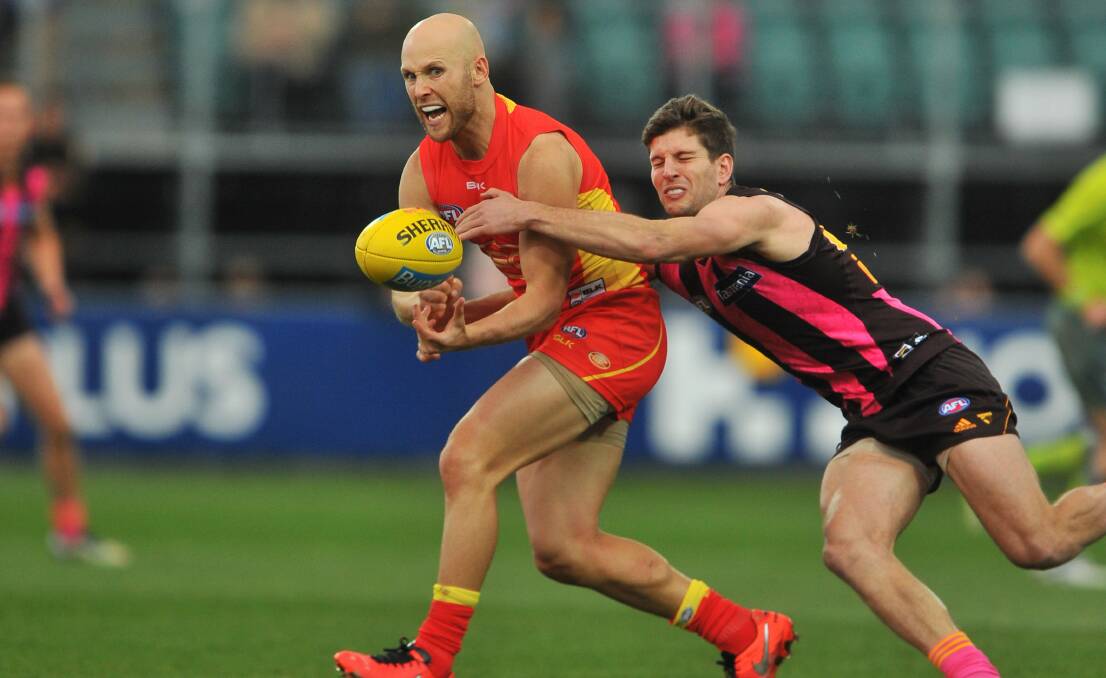 The king: Gary Ablett, pictured here for Gold Coast Suns, played his final game of AFL on Saturday. 