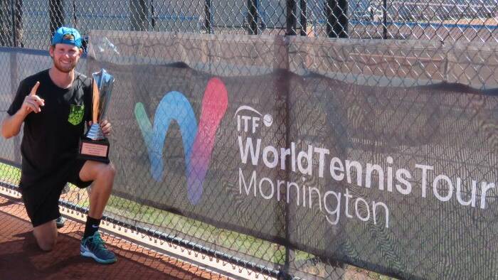 Bourchier poses with the Mornington trophy. Picture: Tennis Australia