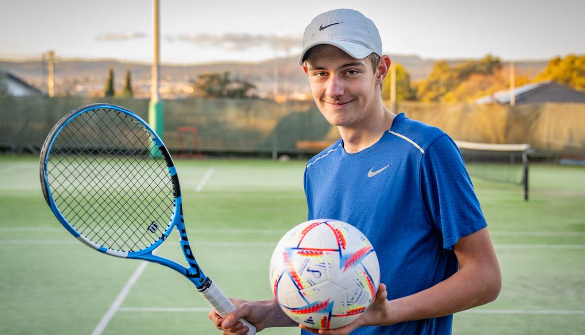 Campbell Young is impressing in both tennis and soccer. Picture by Paul Scambler