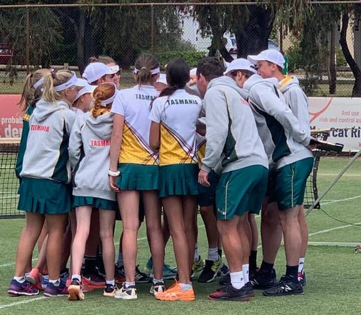 Get pumped: Tasmania circle around each other before their Victorian clash. Picture: Supplied