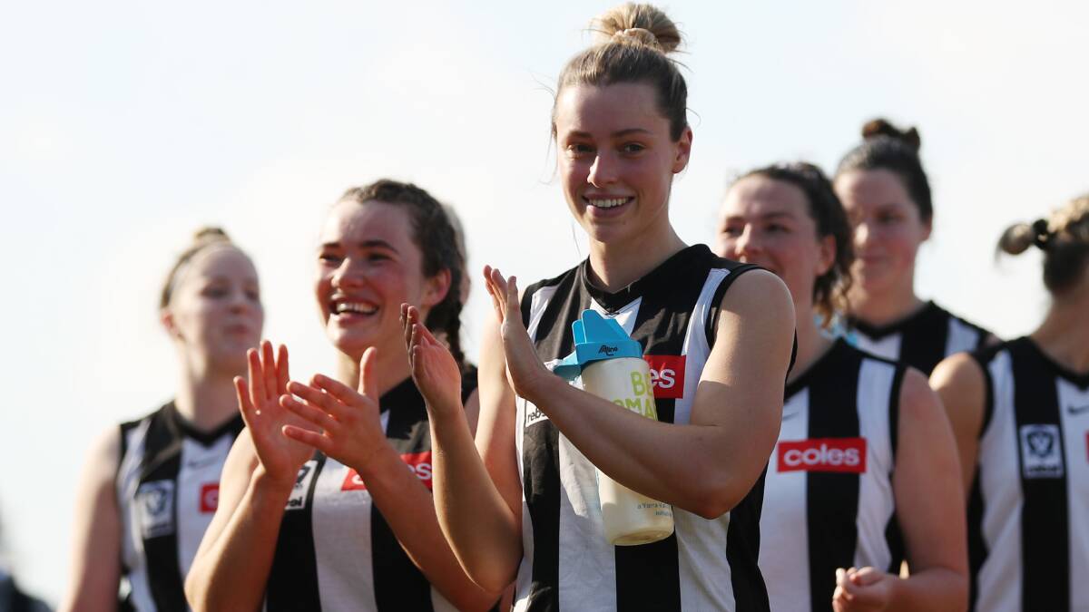 ALL SMILES: Launceston's Jen Guy hasn't played in a loss since joining Collingwood's VFLW outift. Picture: Collingwood FC