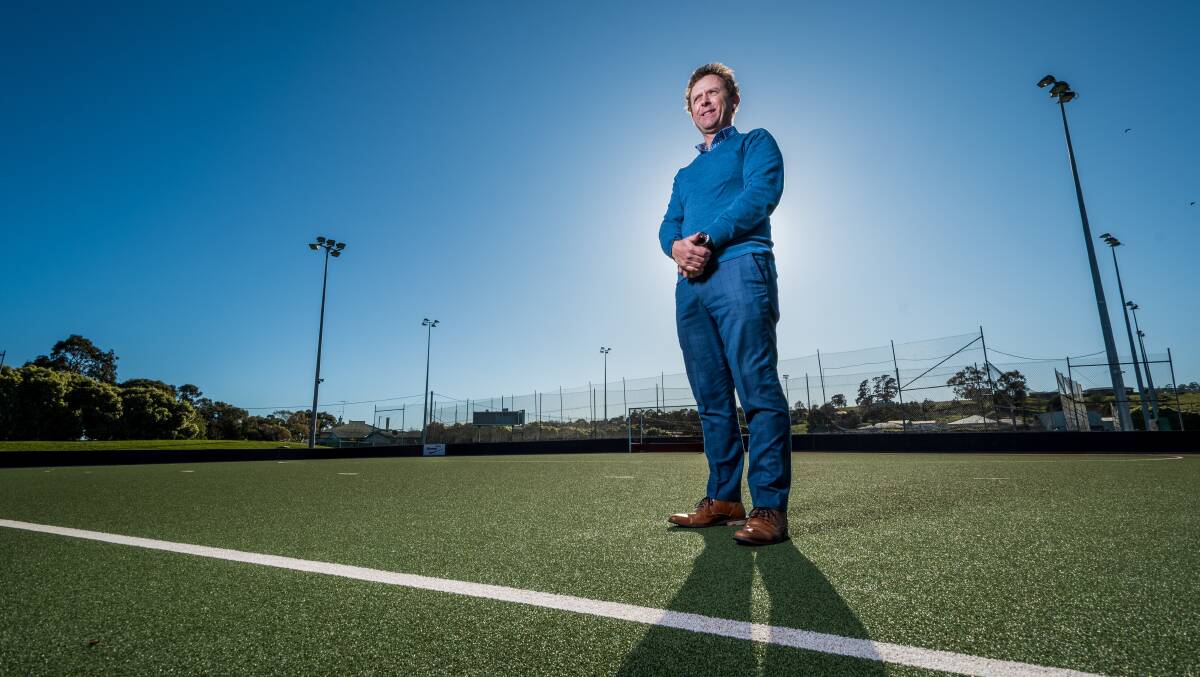 Shining bright: Hockey Tasmania chief executive Damian Smith standing tall at the Northern Hockey Centre. Picture: Phillip Biggs