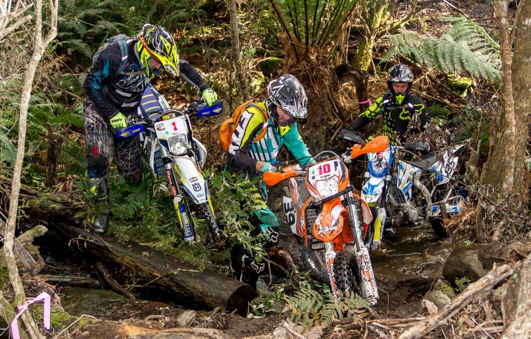 Tough task: Riders in last year's Hard Enduro event navigating some tricky terrain on course. Picture: Supplied.