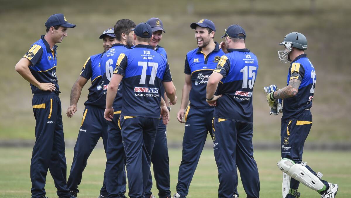 Trevallyn celebrates a wicket. Picture: Craig George