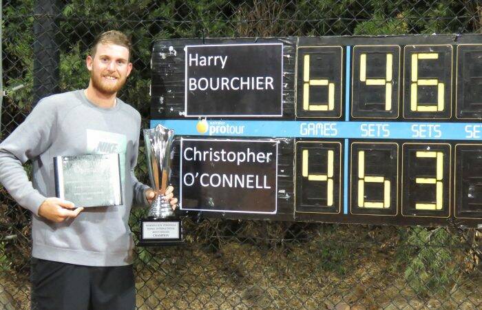 In form: Harry Bourchier celebrates Mornington title. Picture: Tennis Australia