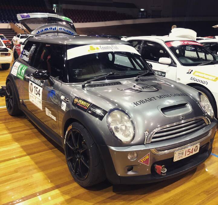 Price and Willson displaying their car at TargaFest in the Silverdome in Launceston. Picture: Facebook