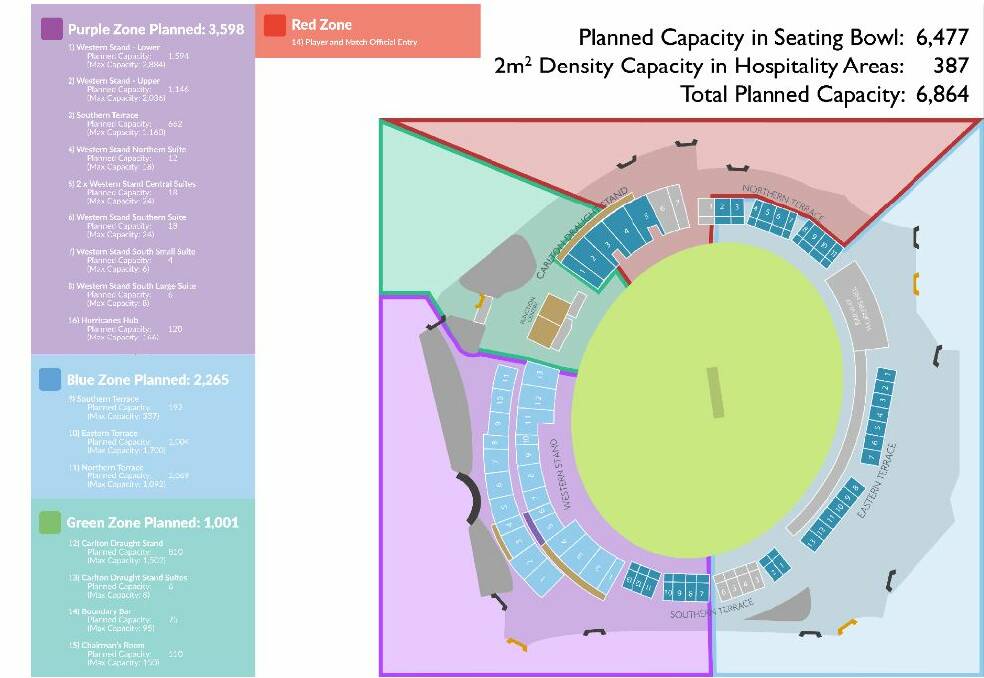 Ready to go: UTAS Stadium's seating map for Big Bash League cricket. Picture: Launceston City Council