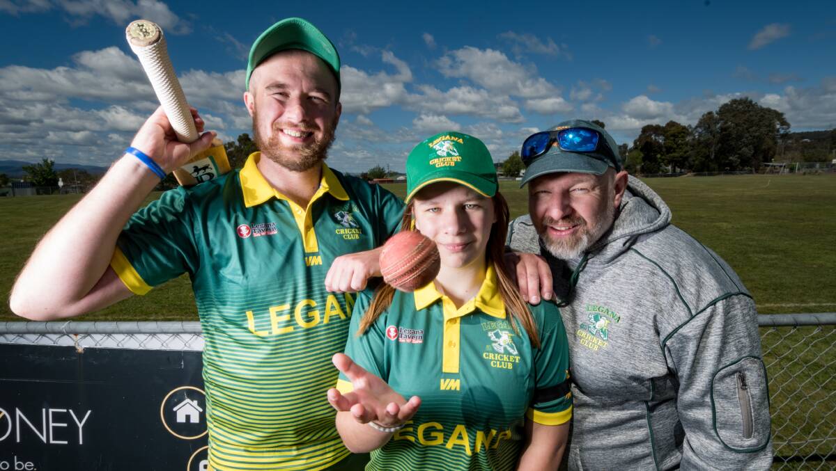 FAMILY: Me (Josh Partridge), my sister (Isabel) and my dad (Steven) played a cricket match together for Legana to honour my mum, Kristina. Picture: Phillip Biggs