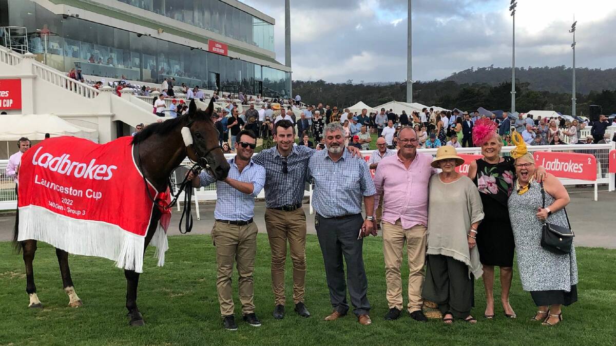 Connections of Aurora's Symphony celebrate the victory. Picture: Brian Allen