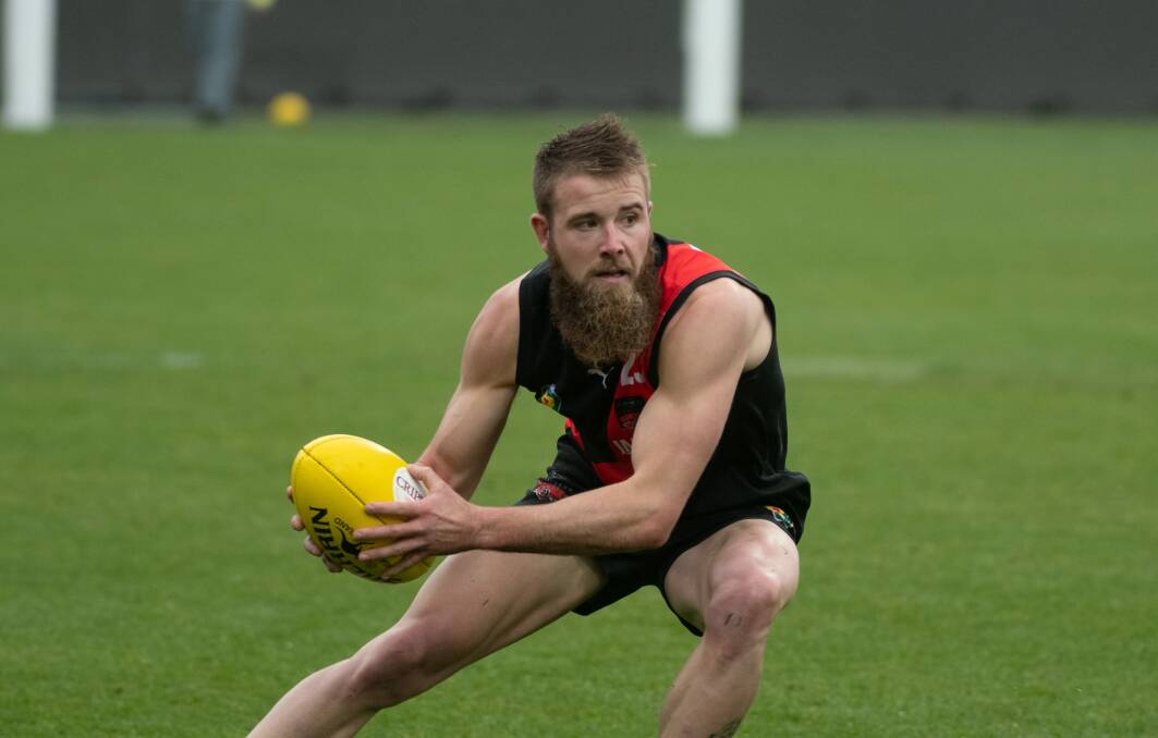 SILKY: Nathan Pearce kicked four goals in torrid conditions at Twin Ovals. Picture: Paul Scambler