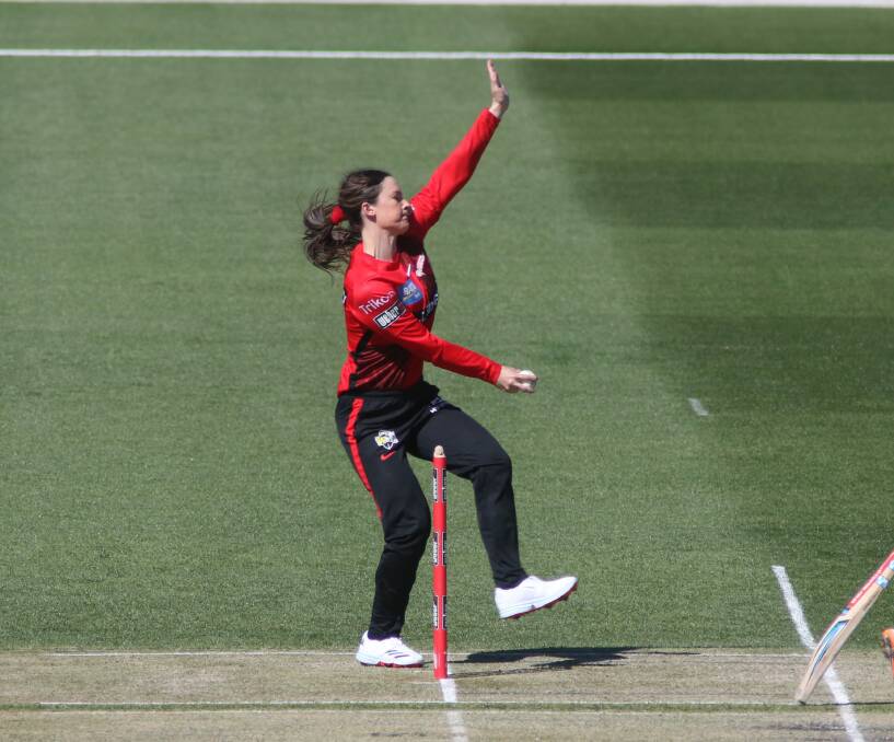 Courtney Webb bowling in the WBBL. Picture: Rick Smith 