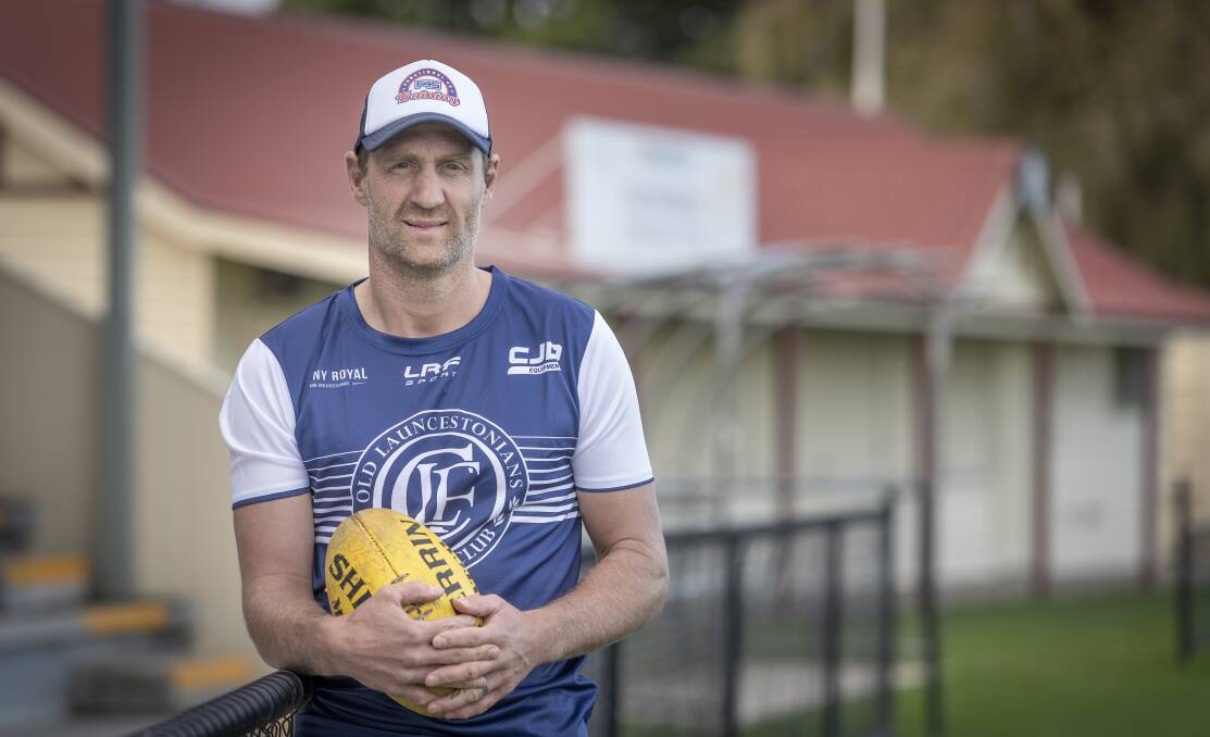 Former AFL forward Jay Schulz in his new colours at Old Launcestonians. Picture: Craig George