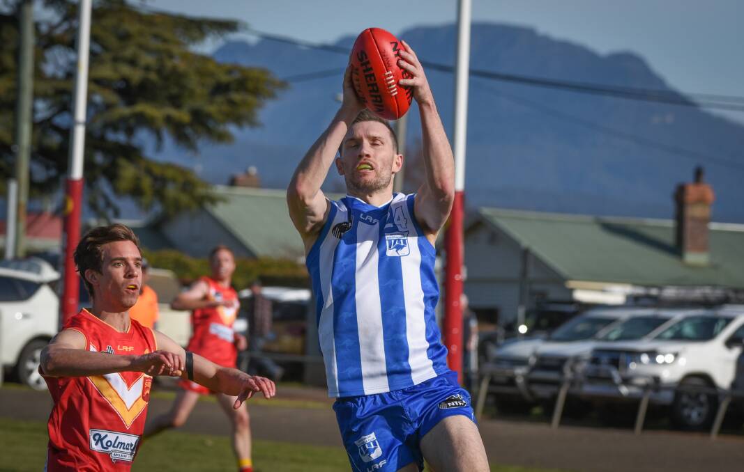 Sharp day: Deloraine's Shaun McCrossen kicked five as his side cruised to victory against Meander Valley. Picture: Paul Scambler