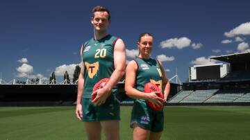 Tasmanian representatives Alex Lee and Jennifer Guy. Picture by AFL Tasmania