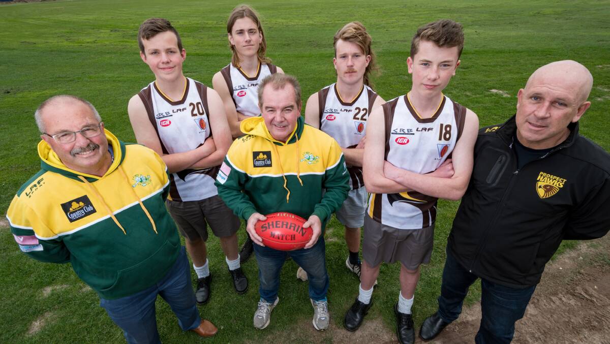 ALL ABOARD: St Pats under-18 coach Pacer Markham with members of the Prospect Hawks. Picture: Phillip Biggs