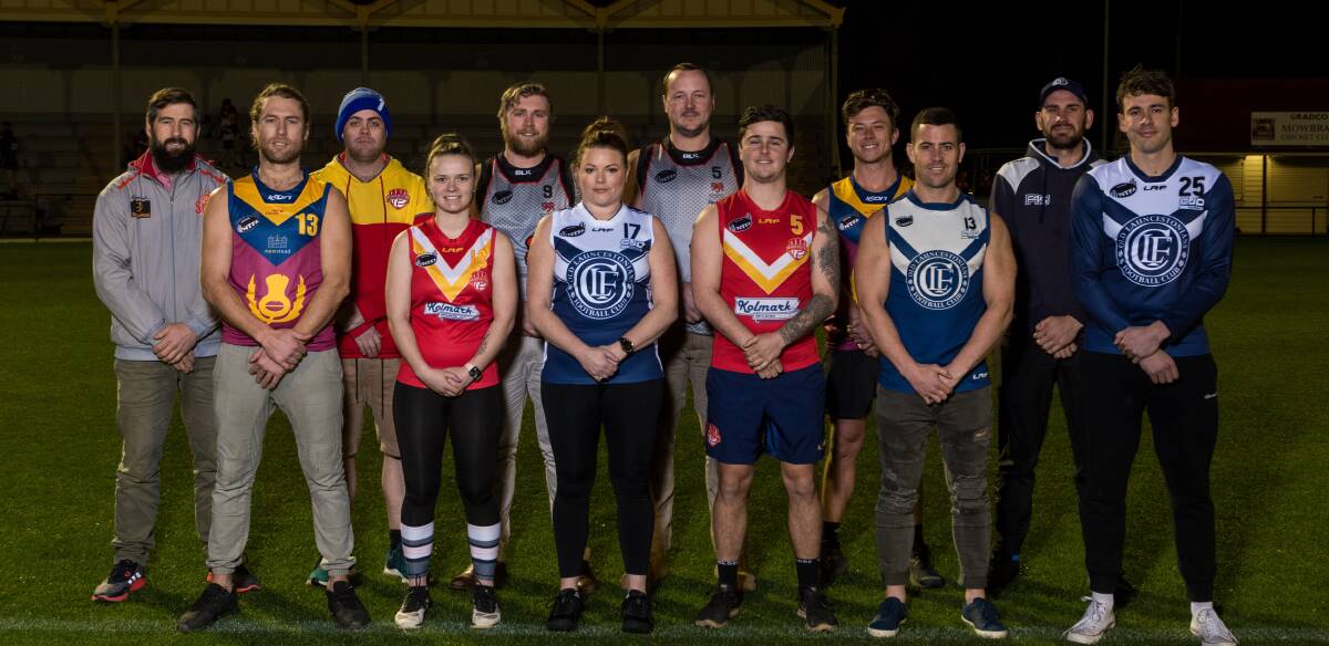 Underdogs: Leaders of the division one sides playing in the NTFA Shield stand side by side. Picture: Phillip Biggs