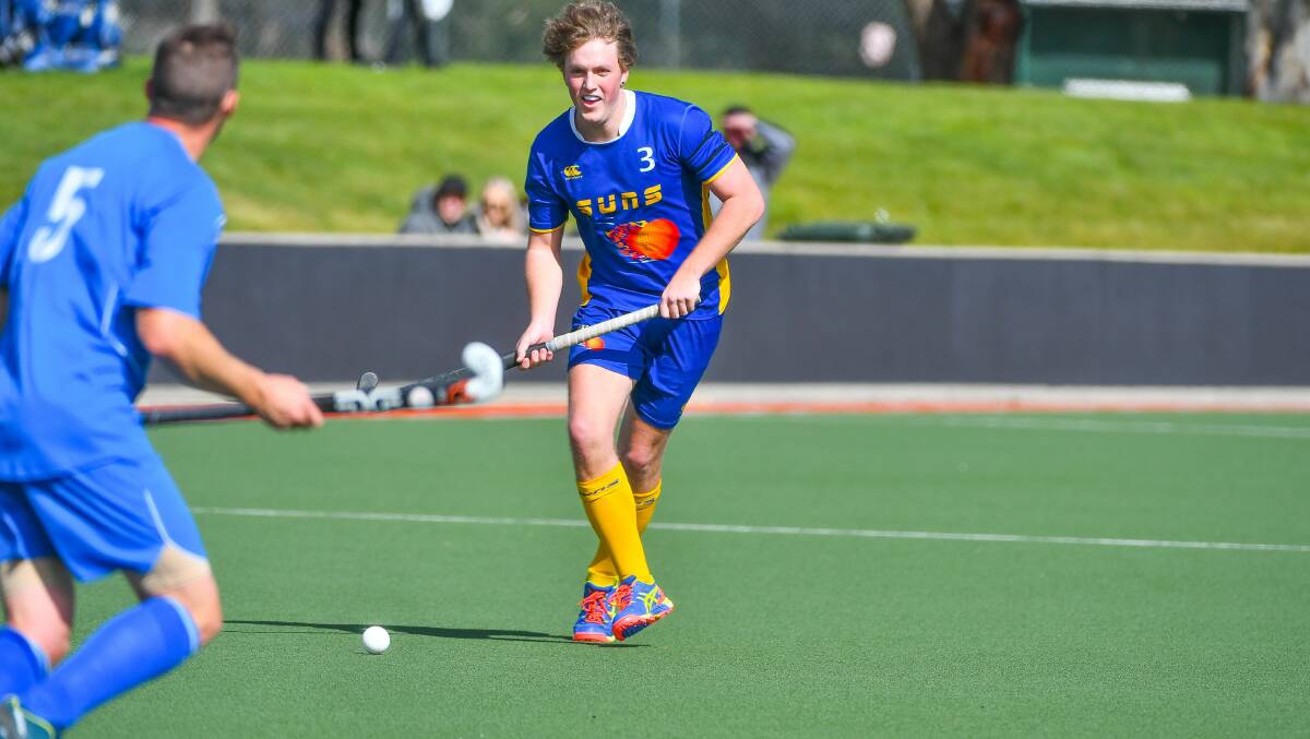 Valiant: Captain Brad Buchanan was composed in defence throughout the Suns, 4-1 loss to Burnie Baptist. Picture: Scott Gelston