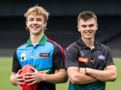 Tasmanian AFL draftees Ryley Sanders and Colby McKercher. Picture by Phillip Biggs
